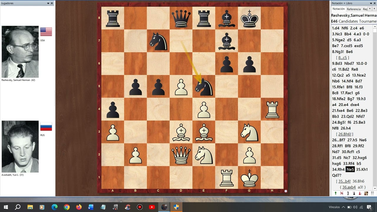RESHEVSKY - AVERBACH. TORNEO DE CANDIDATOS; ZÙRICH 1953. RONDA 18. DEFENSA NIMZOINDIA.