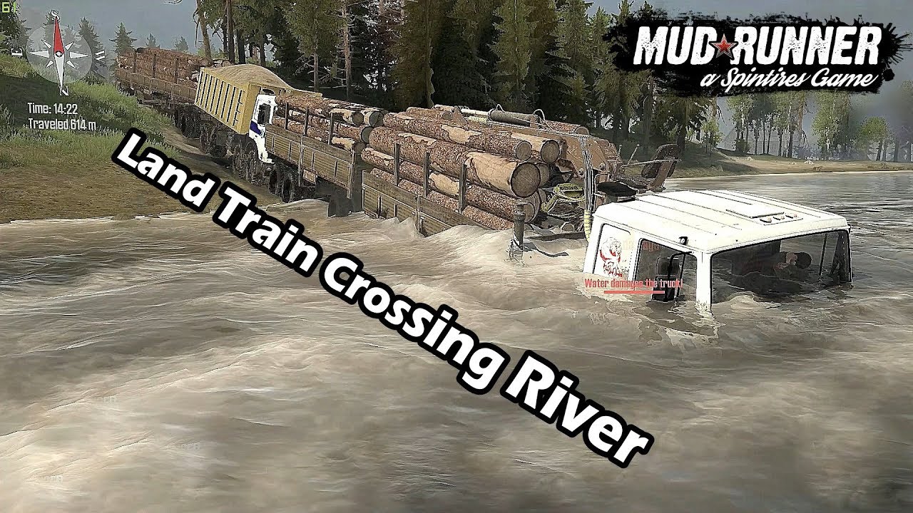 Spintires Mudrunner Road Train River Crossing | MZKT 7401