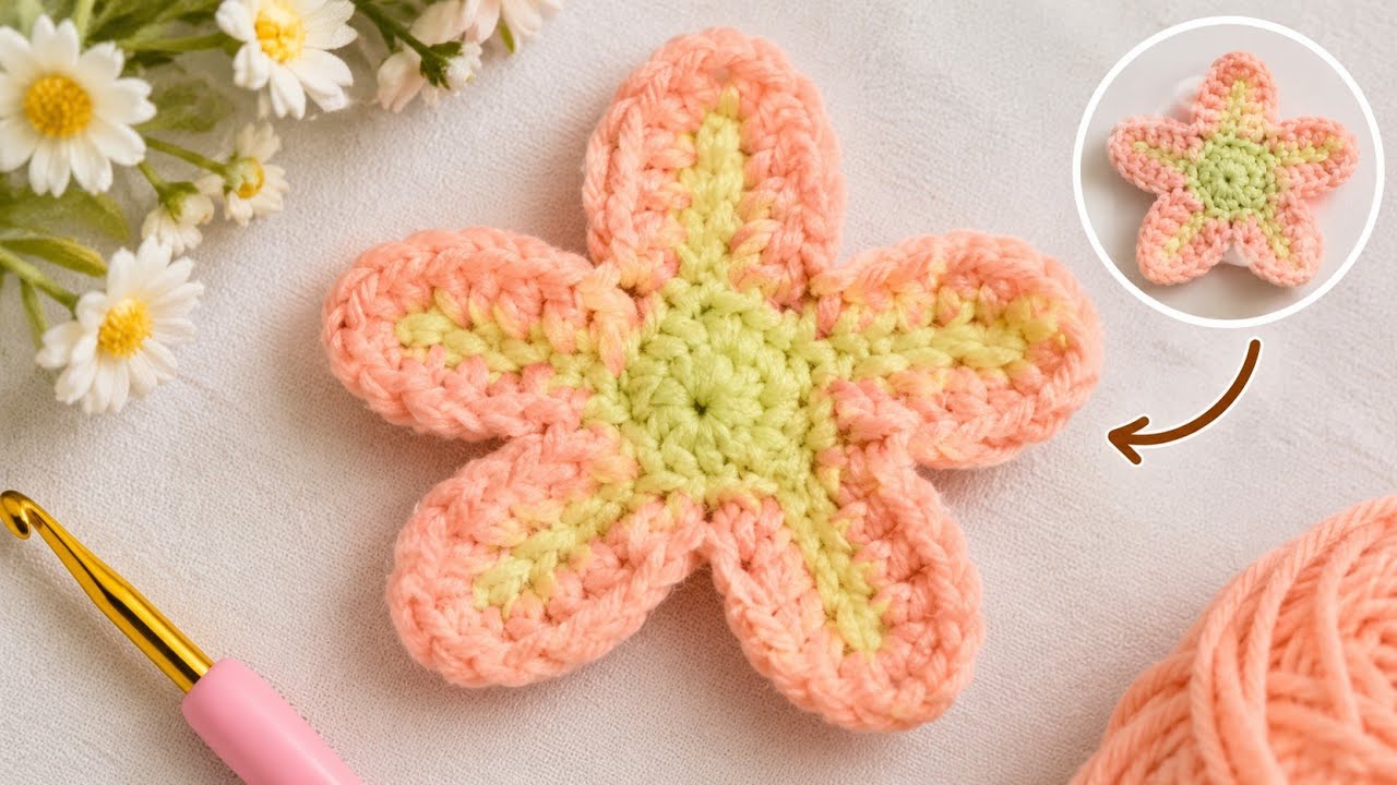 How to Make a Small CrochetFLOWER For Beginners #trending #viral #crochet #flowers #knitting #croche