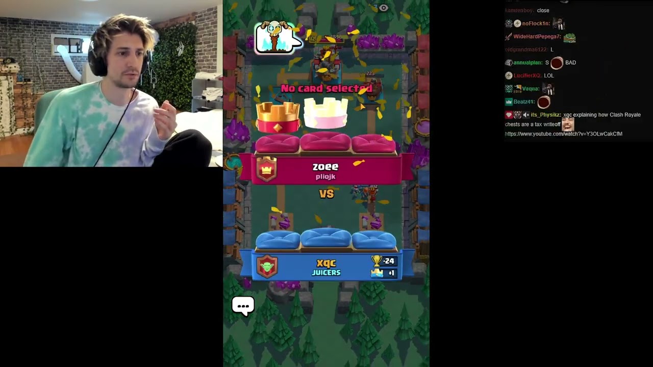 xQc Realizes He Can't Pay to Win in Clash Royale