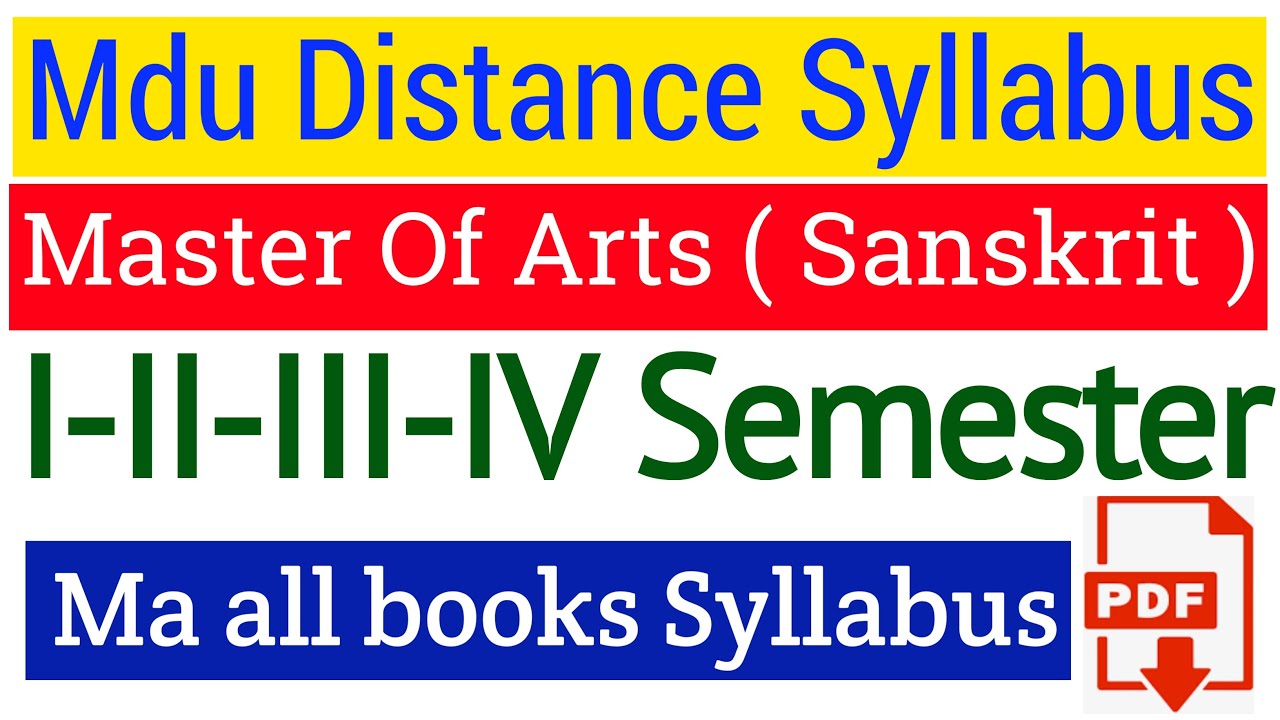 Mdu Ma Sanskrit Distance Syllabus | Mdu Distance Ma Sanskrit Syllabus | Mdu DDE Ma Sanskrit Syllabus
