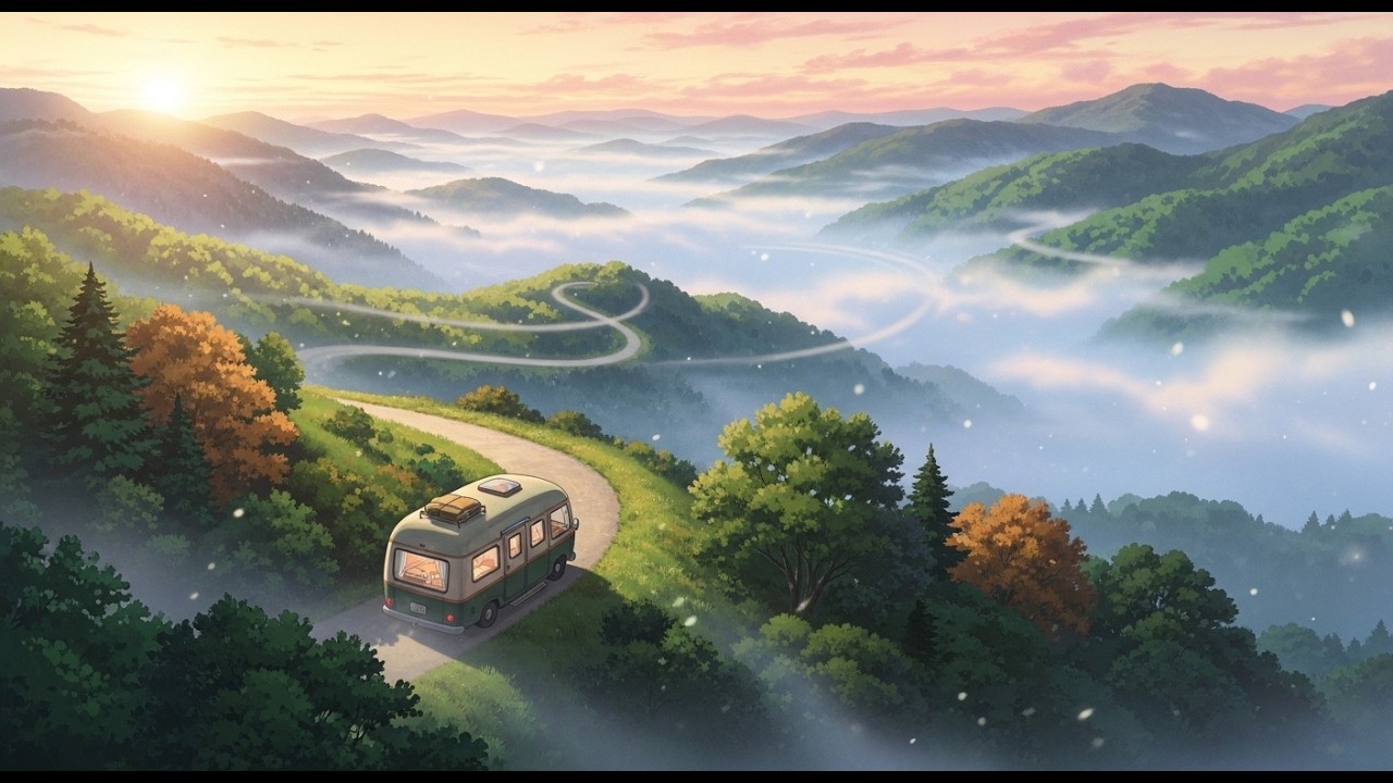 A Foggy Morning in Our Camper Van: Warm Family Bonds & Serenity | Ghibli-Style Video