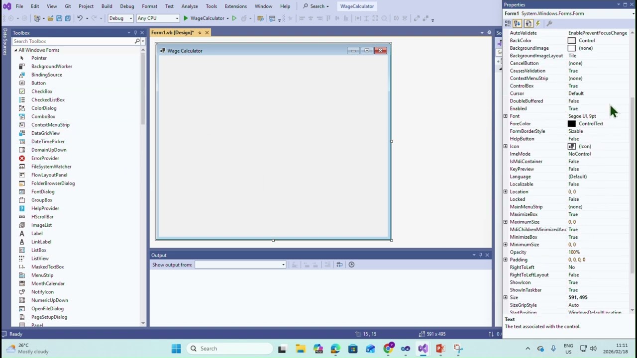 Wage Calculator Form In Visual Studio - VB.Net 2022