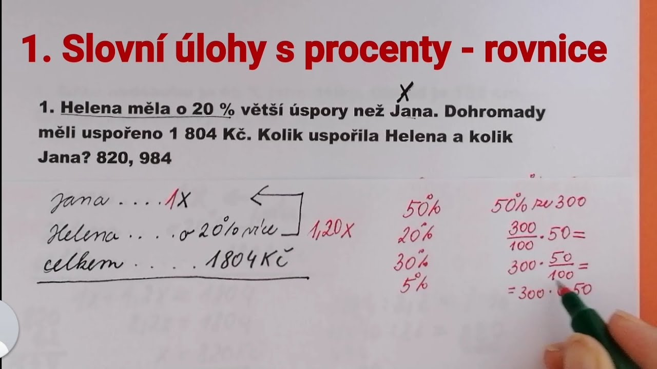 1.Slovní úlohy s procenty řešené  rovnicí