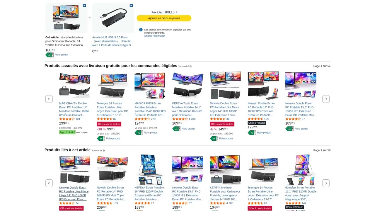Double écran portable 14 pouces Full HD (2026): la révolution de votre productivité en déplacement!