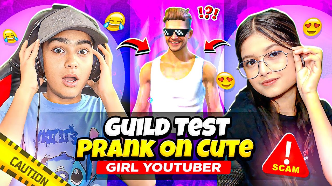 Guild Test Prank On Cute Girl Youtuber 🤯❤️ - Funniest Match Must Watch 🤣 - Free Fire Max