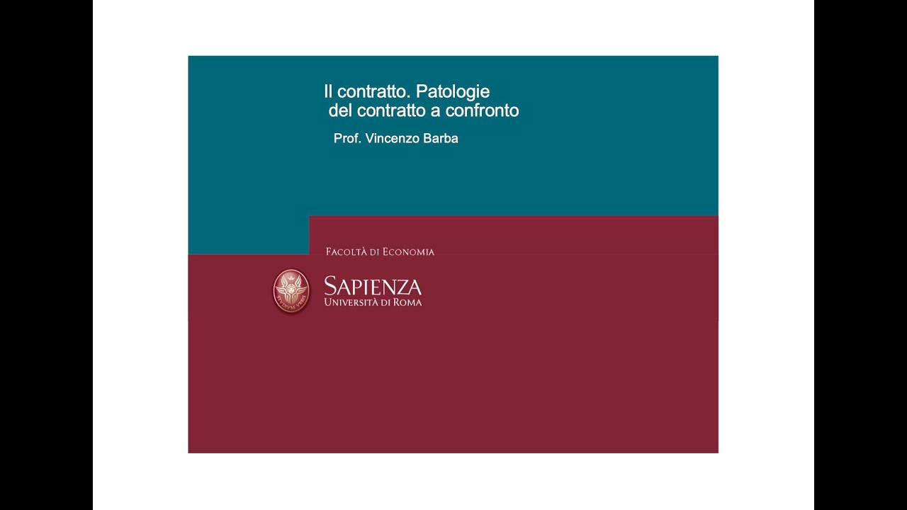 F 25 Il contratto. Patologie. Confronto varie ipotesi