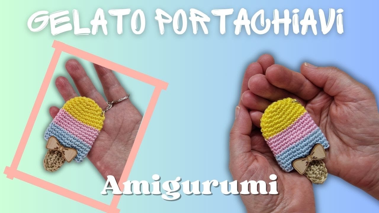 Portachiavi gelato a uncinetto, tecnica amigurumi 