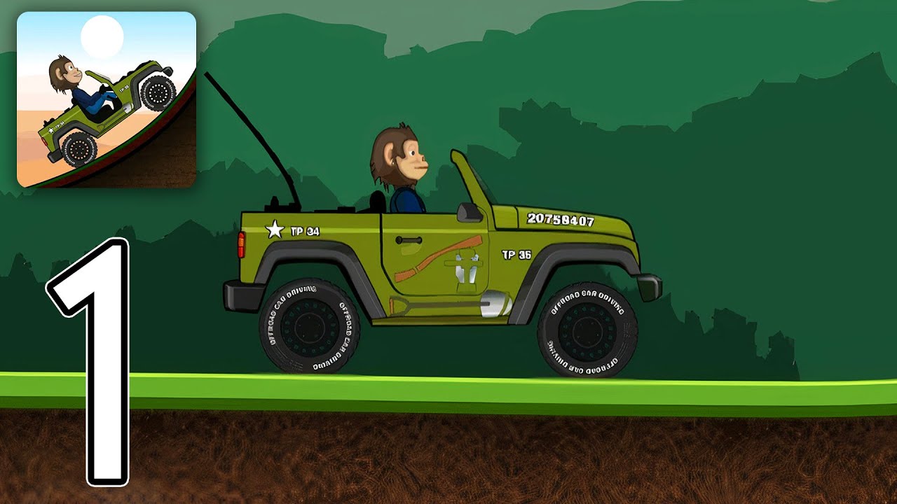 Monkey Hill Racing - Gameplay Walkthrough Part 1 - Jeep (iOS, Android)