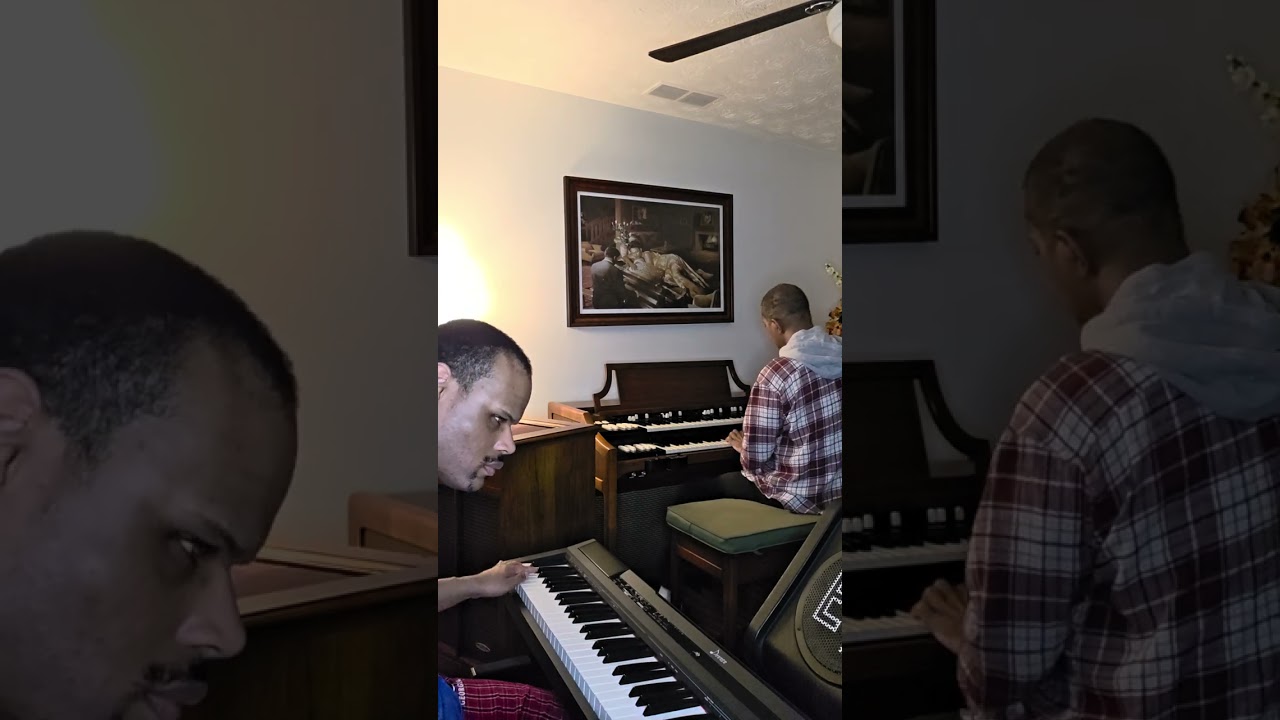 Nothing but the blood of jesus played by andre on the organ.And king darrius on the piano