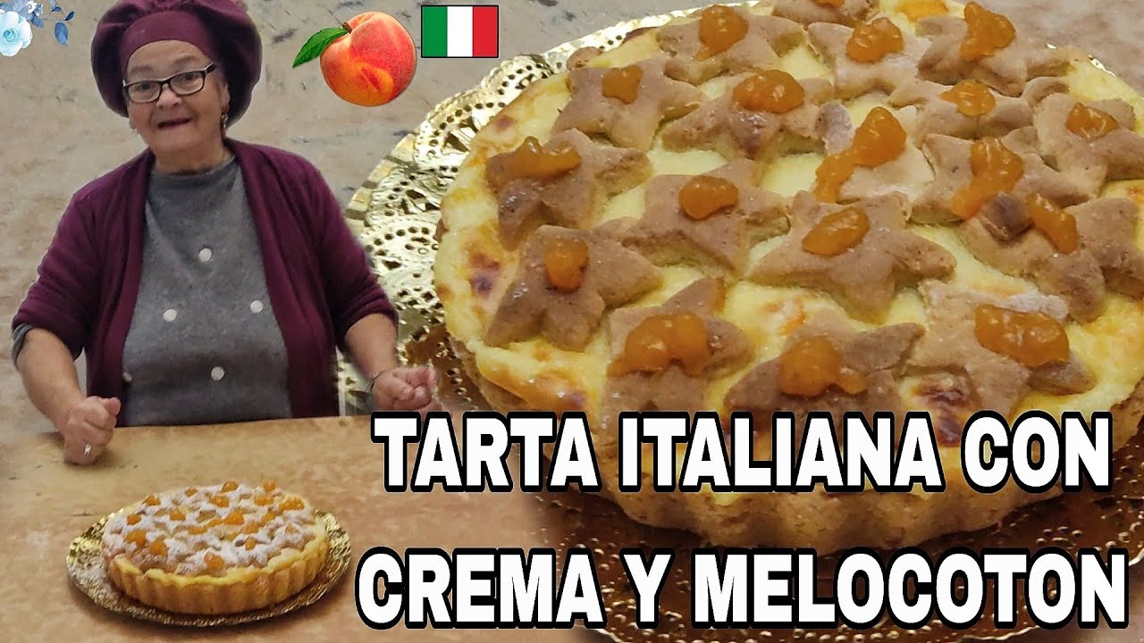 TARTA ITALIANA CON CREMA Y MELOCOTON. Deliciosos. María la pastelera - Recetas paso a paso.