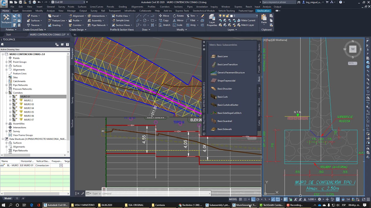 MUROS DE CONTENCIÓN USANDO SAC Y C3D 2020 - PARTE II SAC