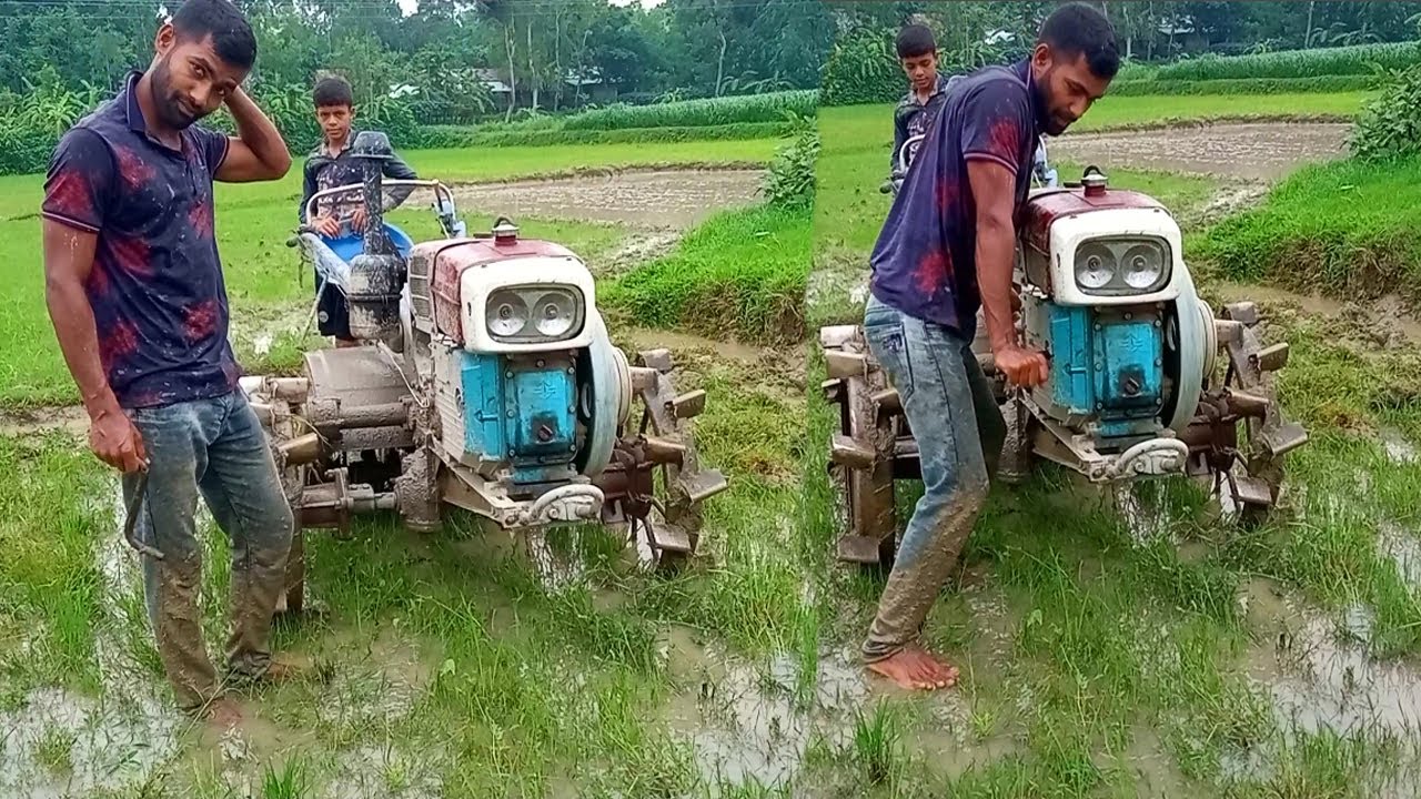 পাওয়ার টিলার স্টার্ট করার সময় । power tiller starting time । power tiller amazing video | tractor