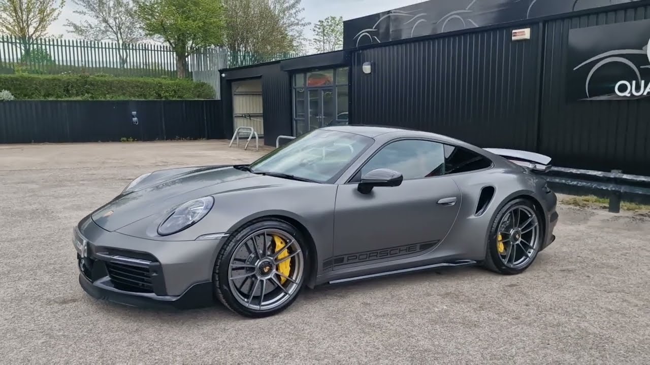 Porsche 911 ( 992 ) Turbo S in Agate Grey with Matt PPF Walk Around. Over £25k Cost Options