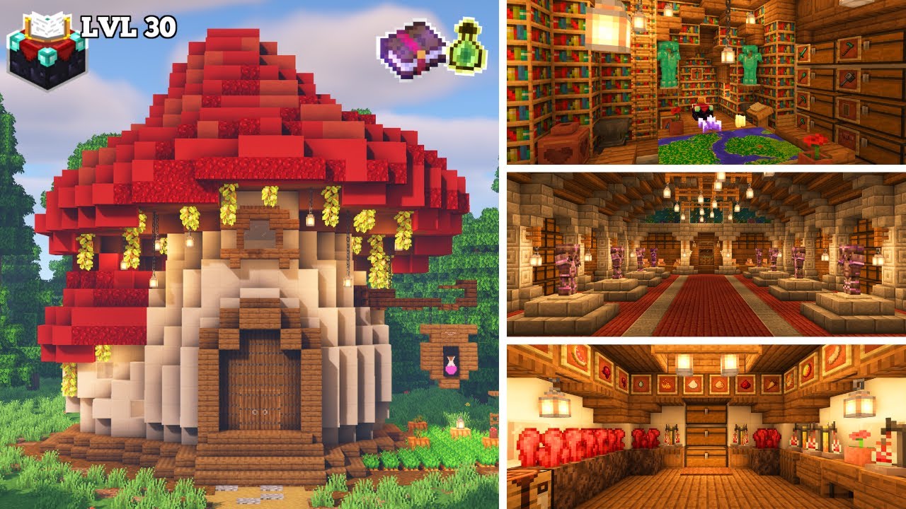 Minecraft Mushroom House Tutorial + Hidden Underground Base