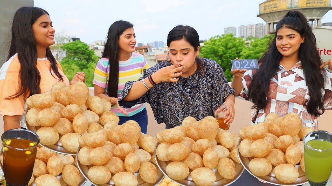 1 Minute Golgappa Challenge with @DingDongGirls || Girls and Golgappa 😋| Street Food Challenge