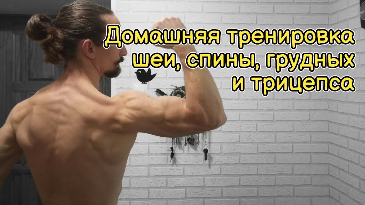 Домашняя тренировка для широчайших мышц спины, грудных, шеи и трицепса
