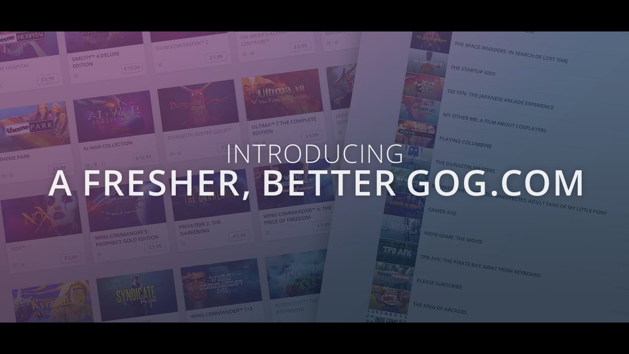 Welcome to the fresher, better GOG.com!