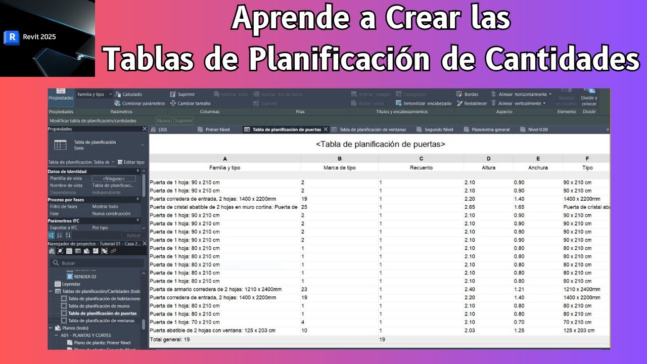 REVIT -   Tablas de Planificación de Cantidades