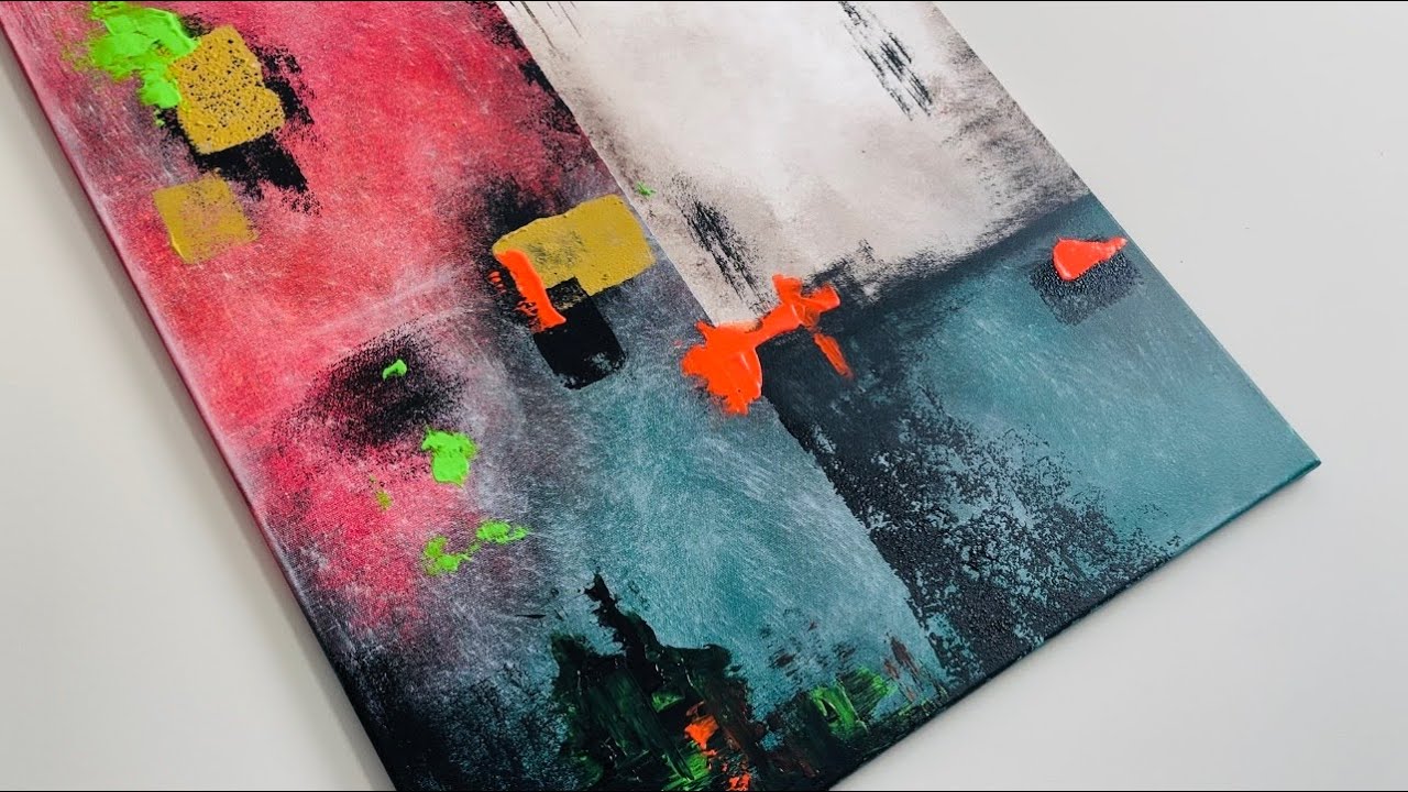 Industrial Abstract Painting on a Large Canvas. Using sponge, pallet knife and brush #modernart