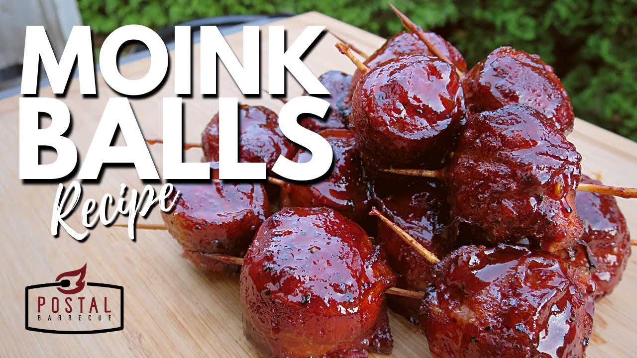 Moink Balls Recipe - Bacon Wrapped Meatballs on the Grill - Easy Appetizer