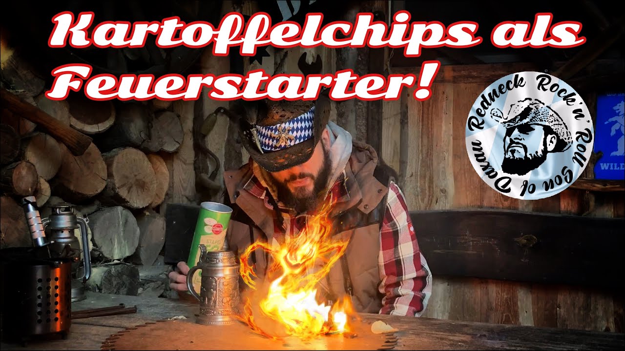 Die beste Outdoor Survival Zunder Alternative, Tactical Kartoffelchips, Feuer machen mit Feuerstahl