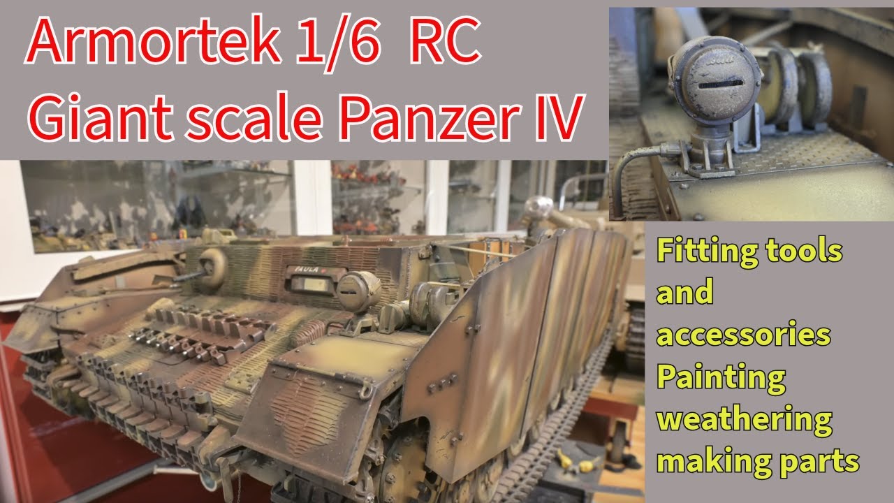 Armortek giant rc tank in 1/6 scale, Panzer IV, Adding tools and accessories.  Detail parts.
