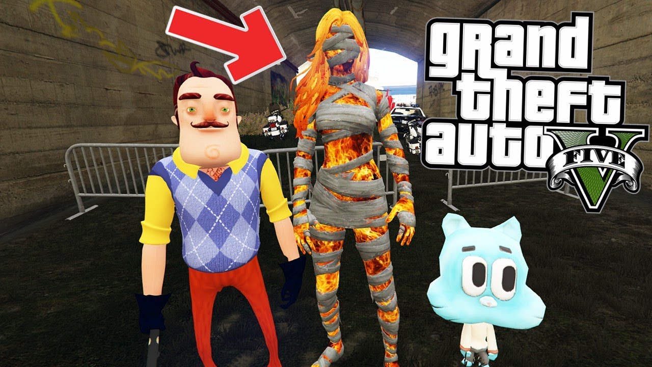 HELLO NEİGHBOR ve GUMBALL ATEŞ KADIN PEŞİNDE - GTA 5 MODS #gta5 #gta5mods #gumball #helloneighbor