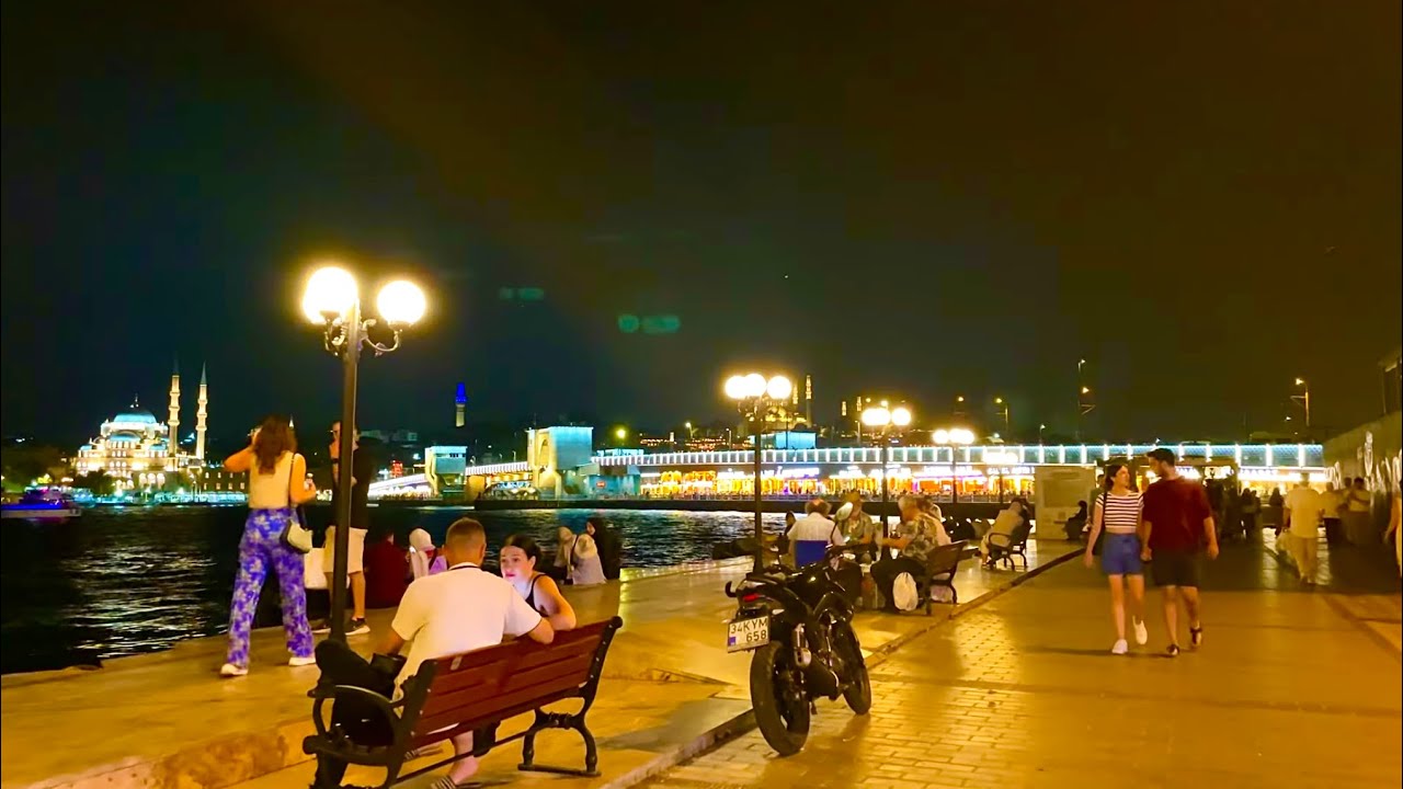 🇹🇷 4K ISTANBUL NIGHT WALKING TOUR | GALATA BRIDGE TURKEY | 2024