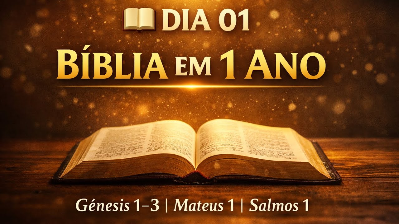 📖 Bíblia em 1 Ano — Dia 1 | Gênesis 1–3, Mateus 1, Salmos 1