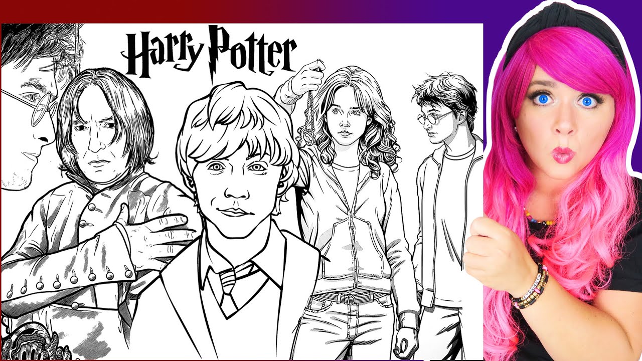 Coloring Harry Potter Friends & Villains Coloring Pages | Harry, Ron, Hermione, Snape & Voldemort