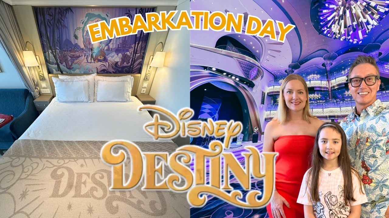День посадки на борт лайнера Disney Destiny | Полный обзор кают, варианты питания и вечеринка по ...