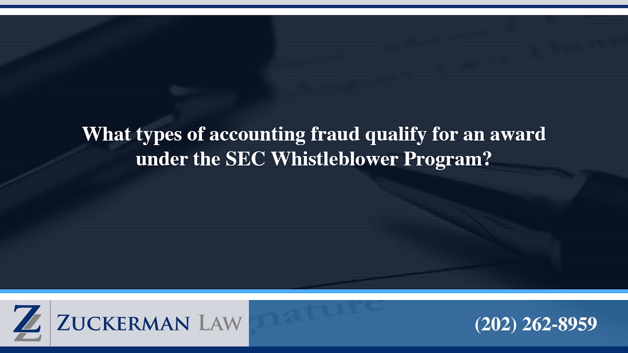 What types of accounting fraud qualify for an award under the SEC Whistleblower Program?