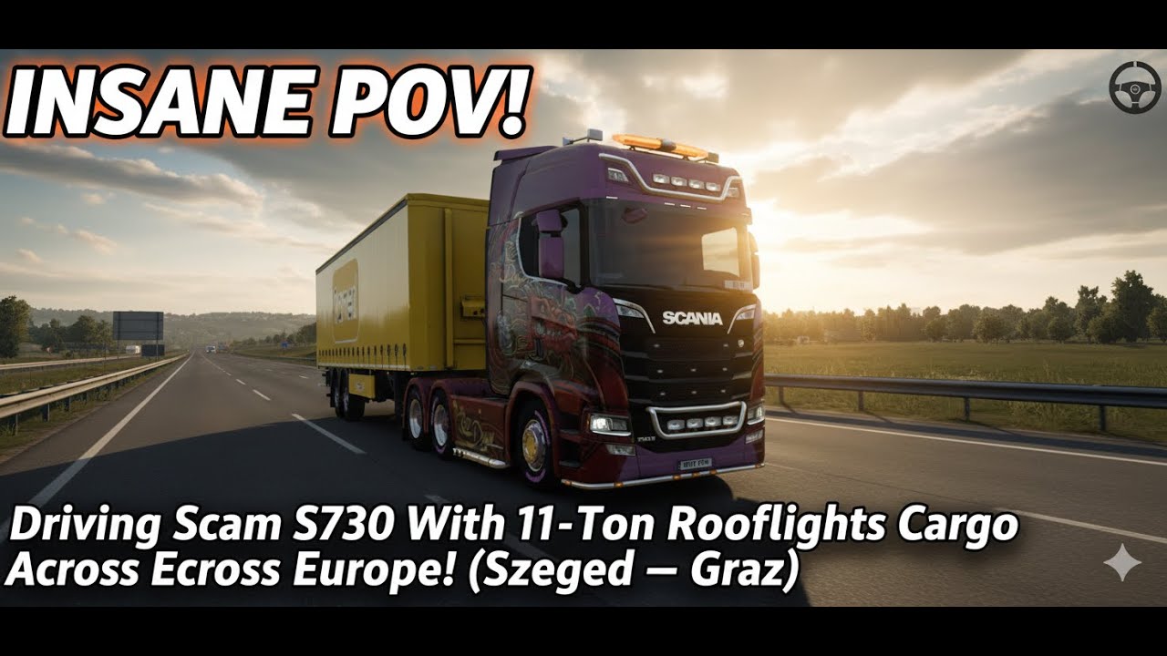 INSANE POV! Driving Scania S730 With 11-Ton Rooflights Cargo Across Europe! (Szeged → Graz)