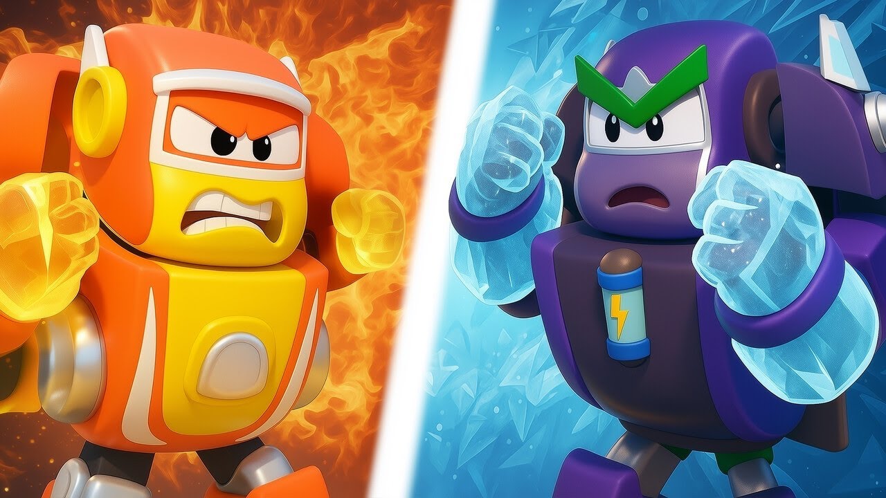 🔥 Fuego VS Hielo 🧊 ¡Robofuse VS Zitron! 🤖 Dibujos animados de coches para niños