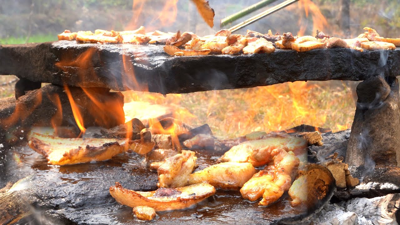 Pork sekuwa On the Rock in the village