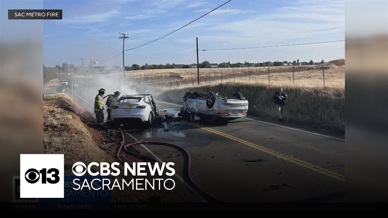 1 dead, 1 injured in fiery crash near Sacramento