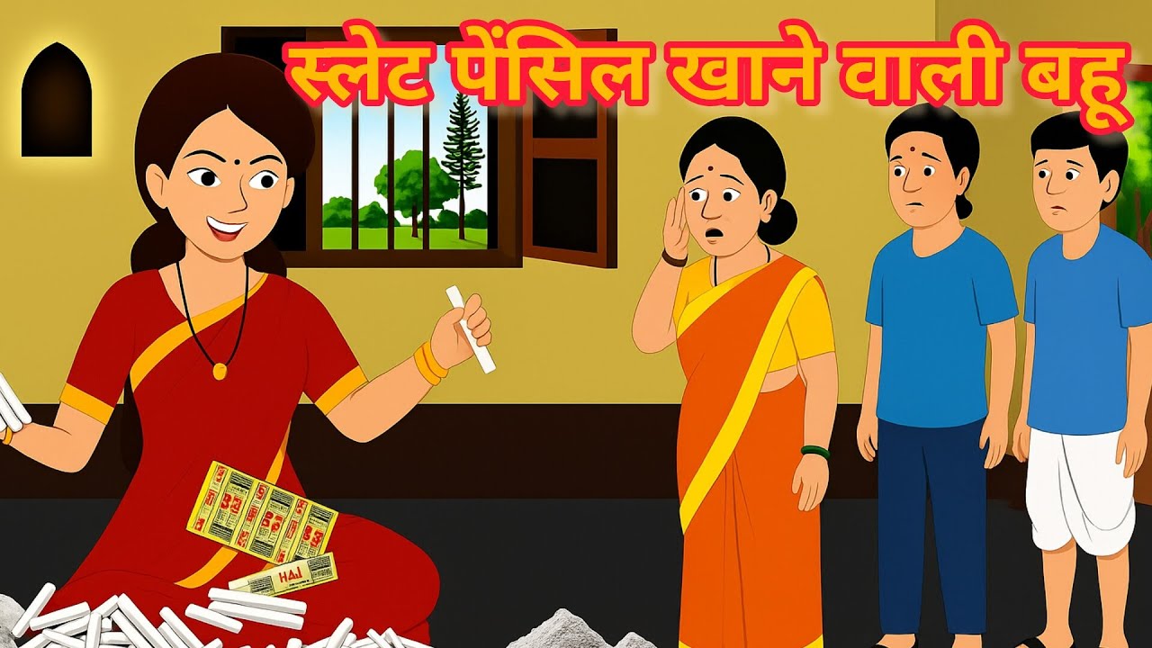 स्लेट पेंसिल खाने वाली बहू | slate pencil khane wali Bahu hindi kahaniyan #moral story #cartoon