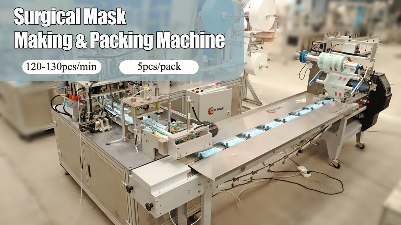 3 ply Surgical Mask Making Machine & Mask Packing Machine 120-130pcs/min