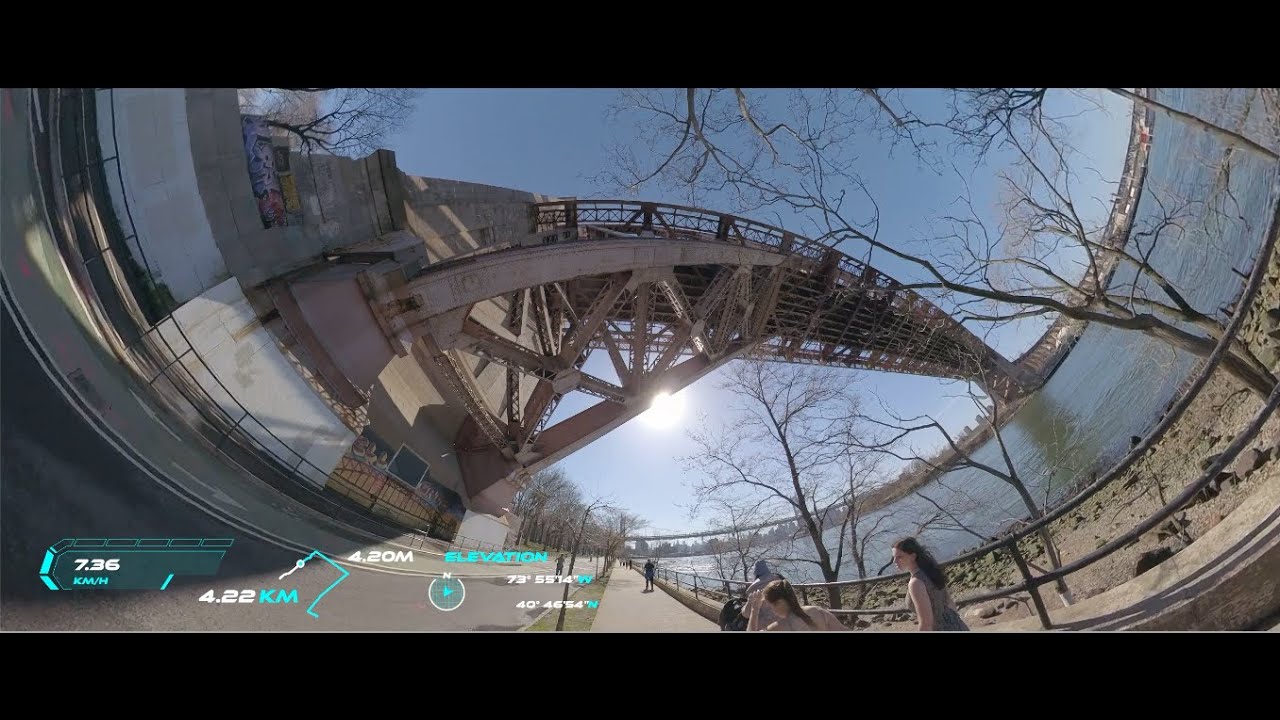 Hell Gate Bridge / Astoria Park / RFK Bridge / Insta360 X3 bike ride / 04/01/2023