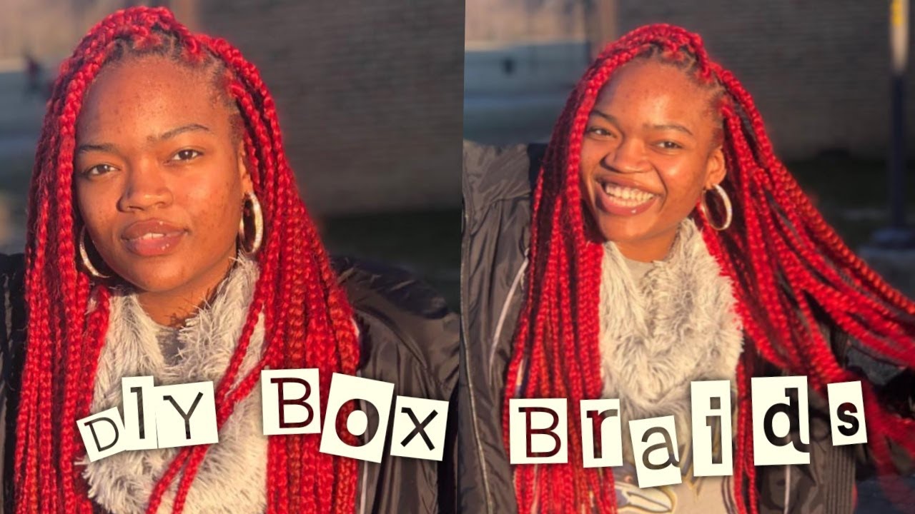 DIY Red Box Braids | Rubber Band Method + Mini Vlog