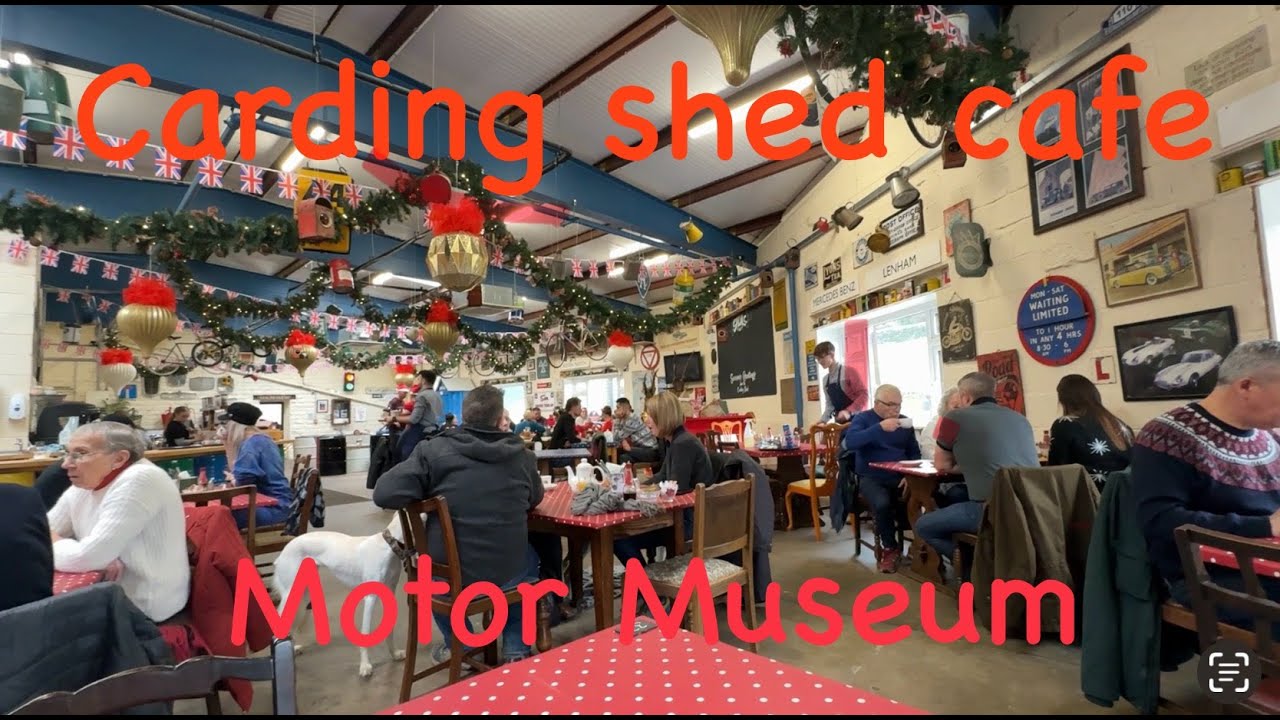 Breakfast and cake at the Carding Shed cafe and Motor Museum in Holmfirth (Yorkshire)
