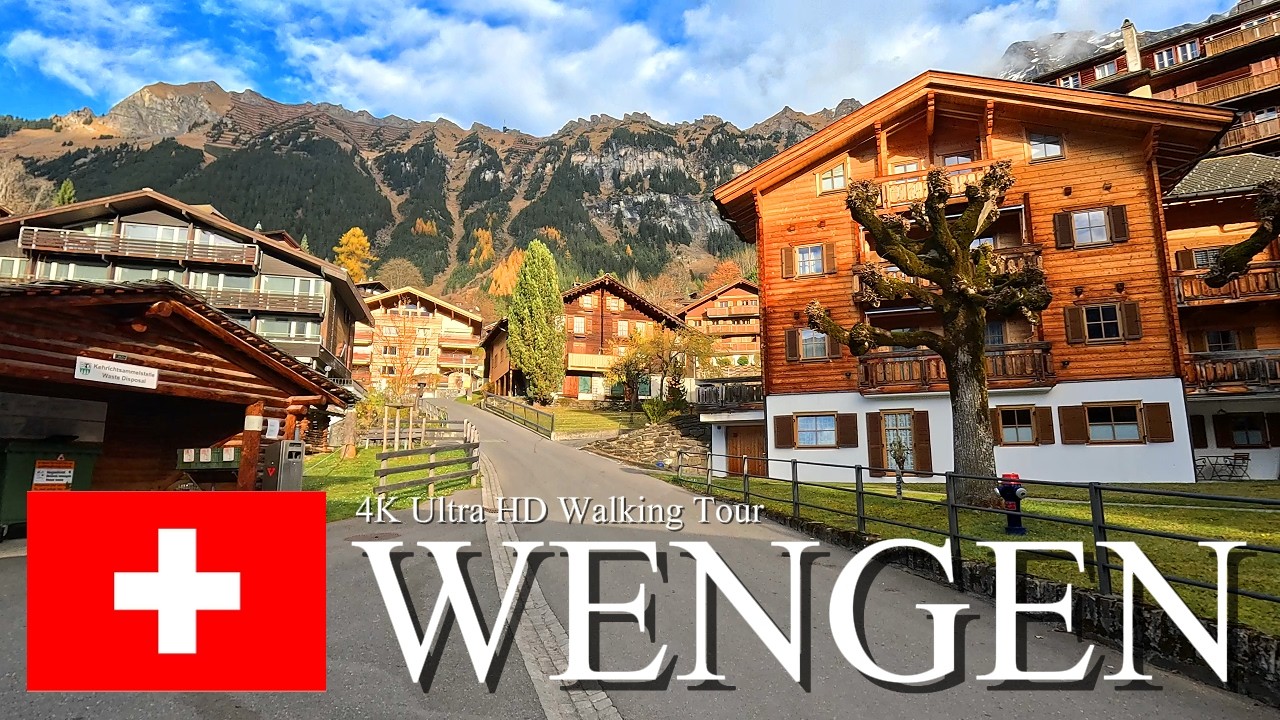 Relaxing Swiss Mountain Village Walk 🇨🇭 | Wengen, Switzerland in 4K Ultra HD 60fps
