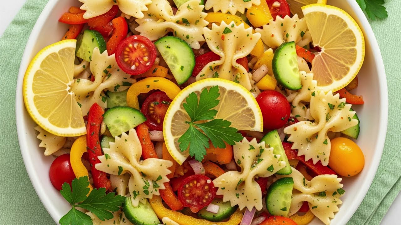 🌈 Colorful Pasta Salad Recipe | Fresh & Easy 10-Minute Meal #healthy recipe