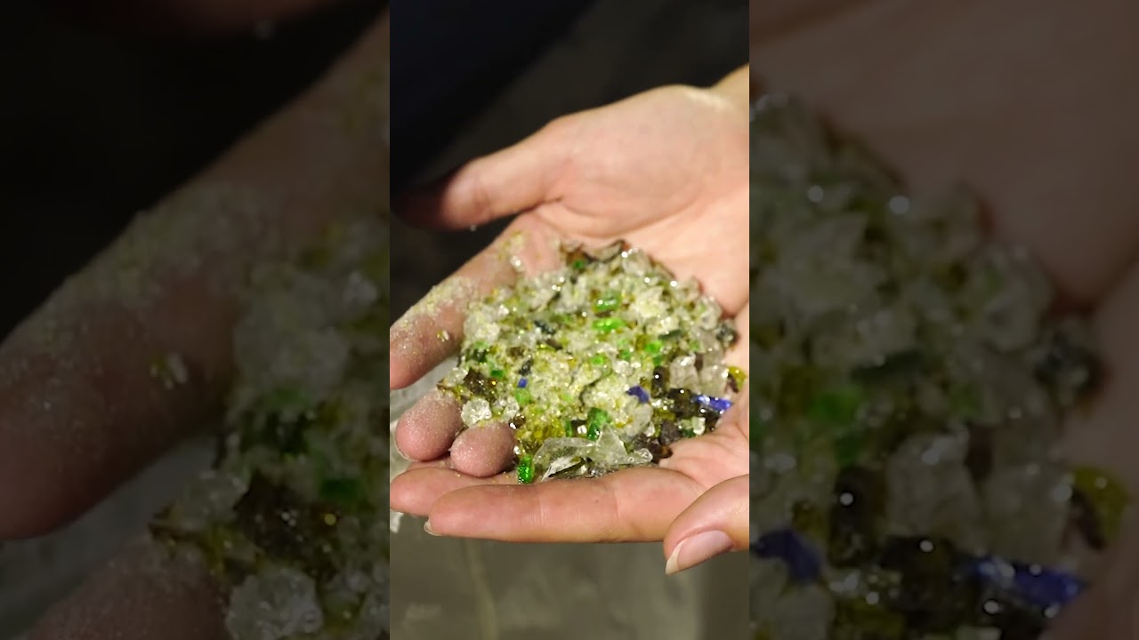 Here&rsquo;s how this entrepreneur crushes glass bottles back into sand. #Recycling #Sand #Glass