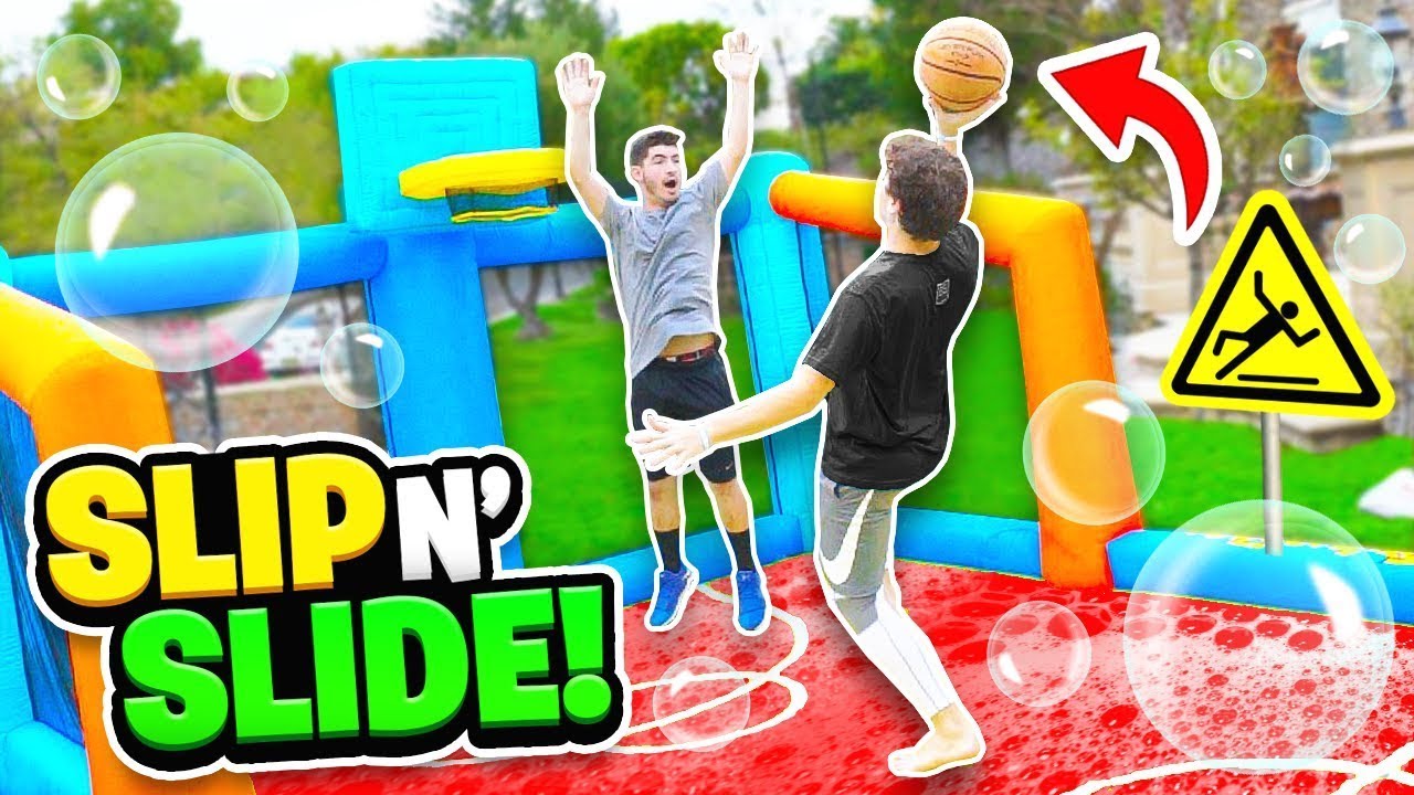 SLIP N SLIDE INFLATABLE BASKETBALL CHALLENGE (DANGEROUS)