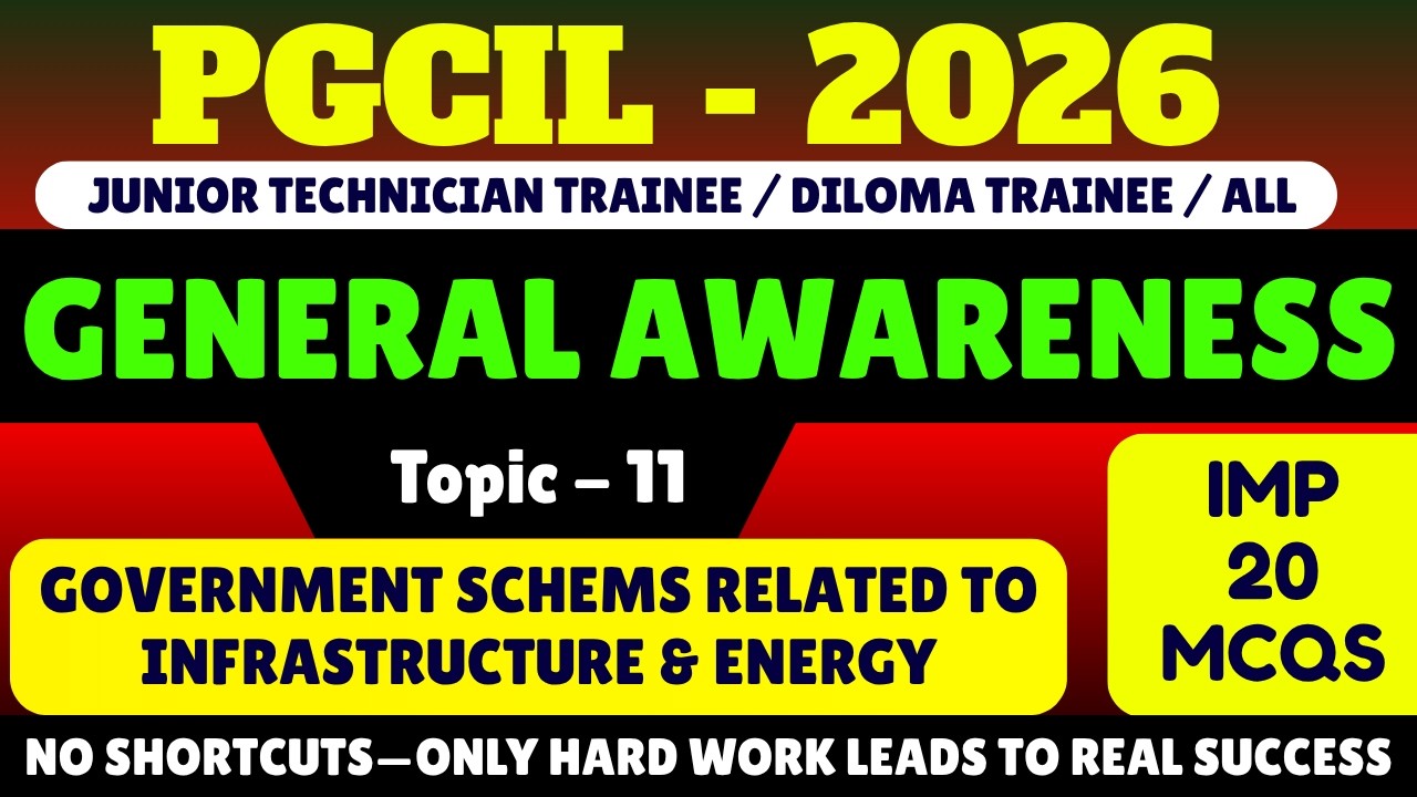 Government Schems Related to Infrastructure & Energy MCQS | PGCIL Gk MCQ pdf 2026 | Powergrid 2026