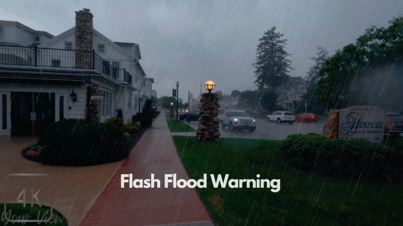 Heavy Rain Walk in American Neighborhood, Sound for Sleep and Study | Harrisburg, PA | 4K 60fps ASMR