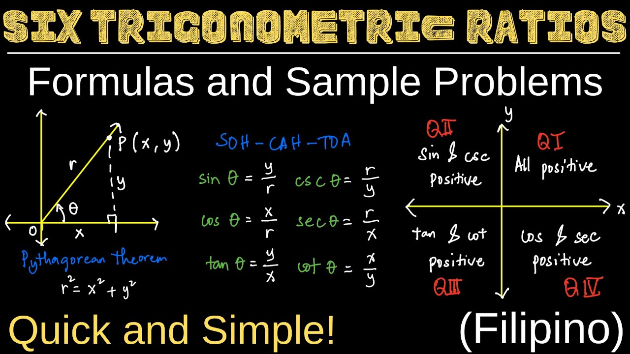 Finding the Six Trigonometric Ratios | Functions | Sample Problems | Math Tutorial | Filipino