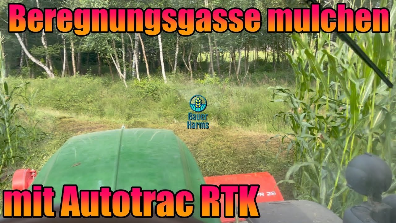 Beregnungsgasse in den Mais Mulchen mit John Deere 6215R und Kuhn Mulcher BPR 28 Starfire 6000 RTK